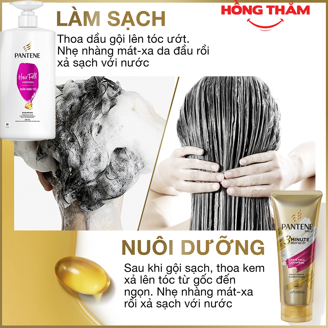 Dầu Gội PANTENE Chai 650ml - Ngăn rụng tóc [hongthamshopcom]