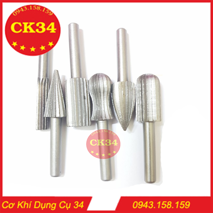 Bộ 6 đầu mài gỗ thép Carbon dùng DIY