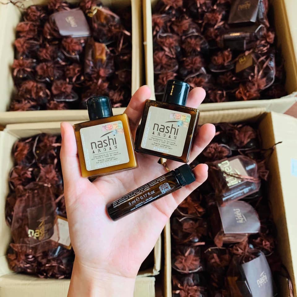 Bộ Dầu gội, dầu xả, tinh dầu Nashi Argan Mini