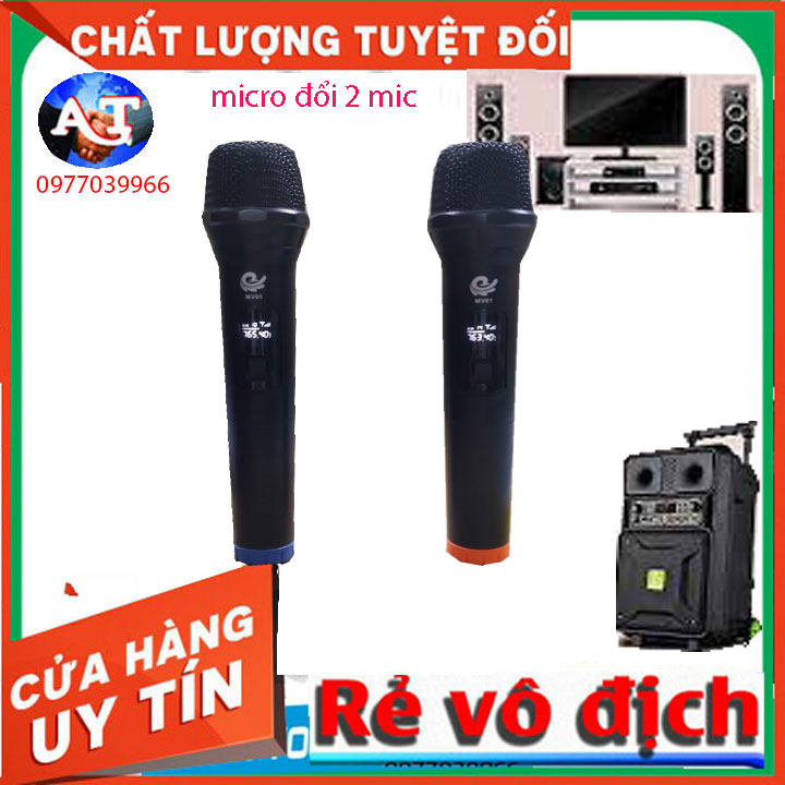 Micro Không dây karaoke MV01 Chuyên cho loa kéo & amply - Bảo hành 12 Tháng