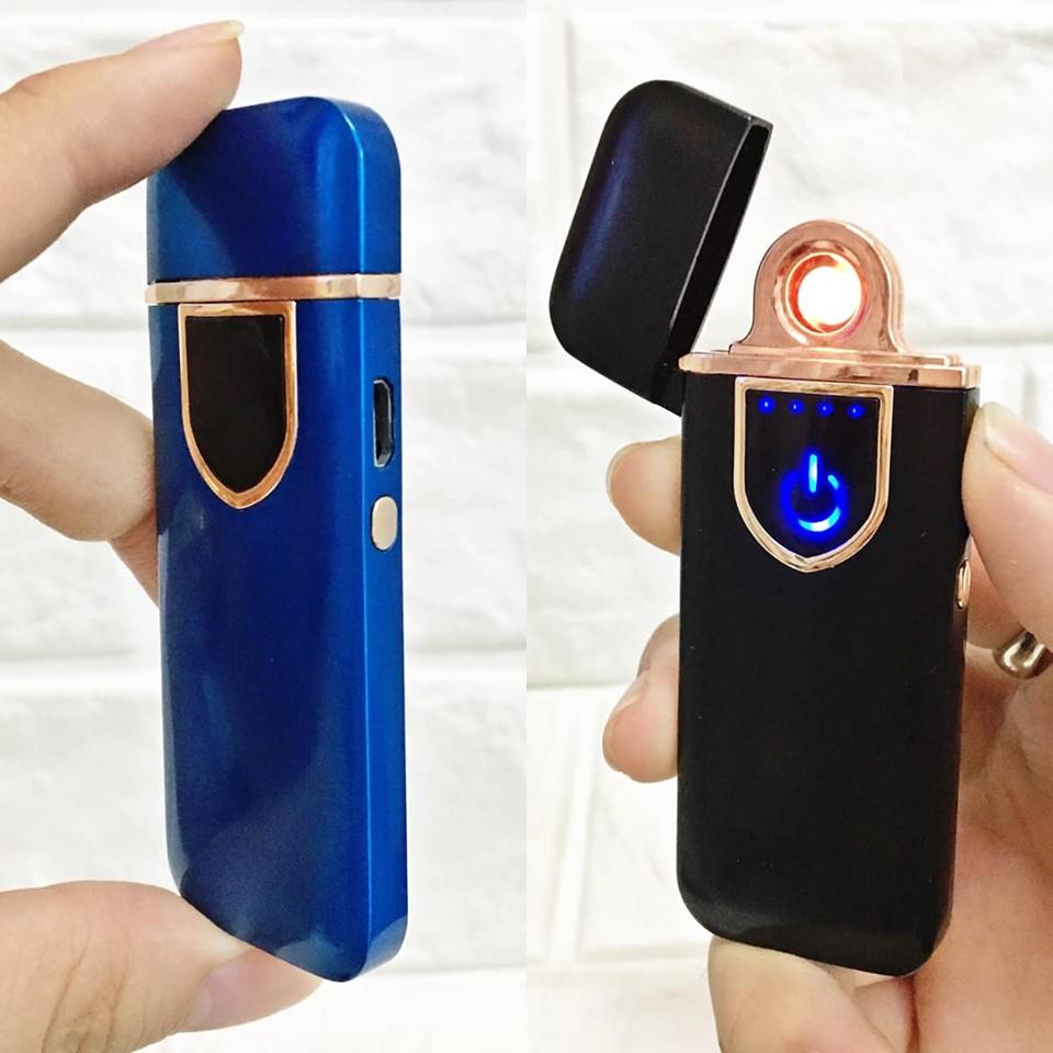 Bật Lửa Điện Cảm Ứng Vân Tay Kim Loại (CÓ ĐÈN PIN - SẠC ĐIỆN) - FULL BOX