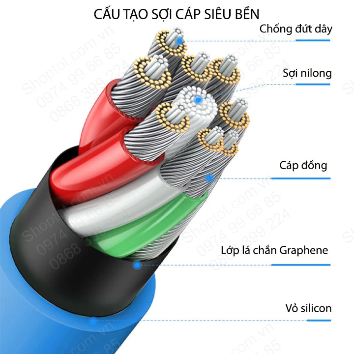 Cáp sạc nhanh iphone 120W 6A - Cáp sạc nhanh iphone siêu dẻo 120W