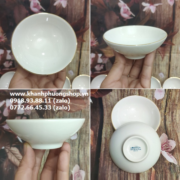 chén chấm sứ minh long viền chỉ vàng - chén chấm sứ minh long