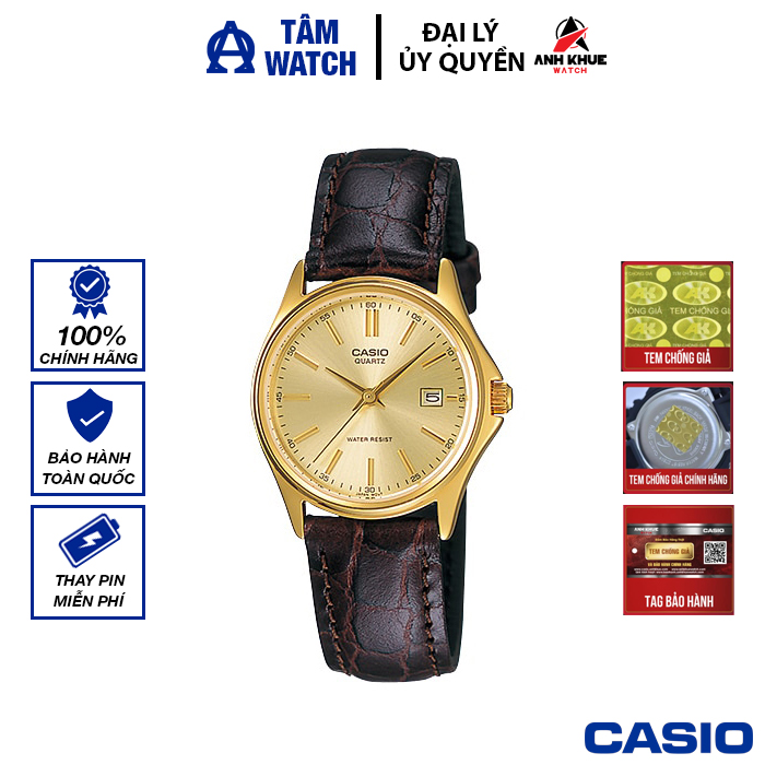 Đồng hồ nữ dây da casio standard chính hãng anh khuê ltp-1183q-9adf