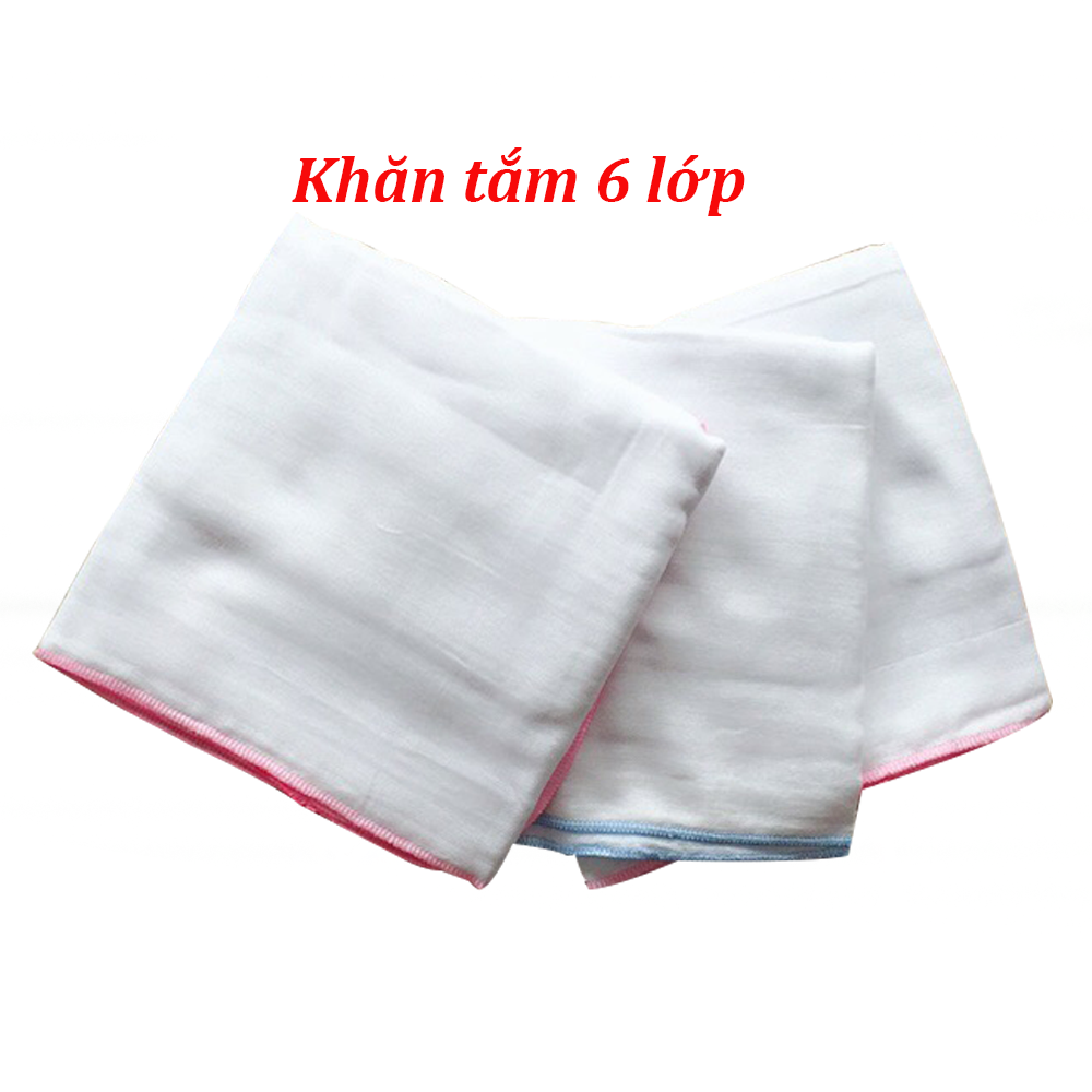 Combo 2 khăn tắm xô trắng 6 lớp