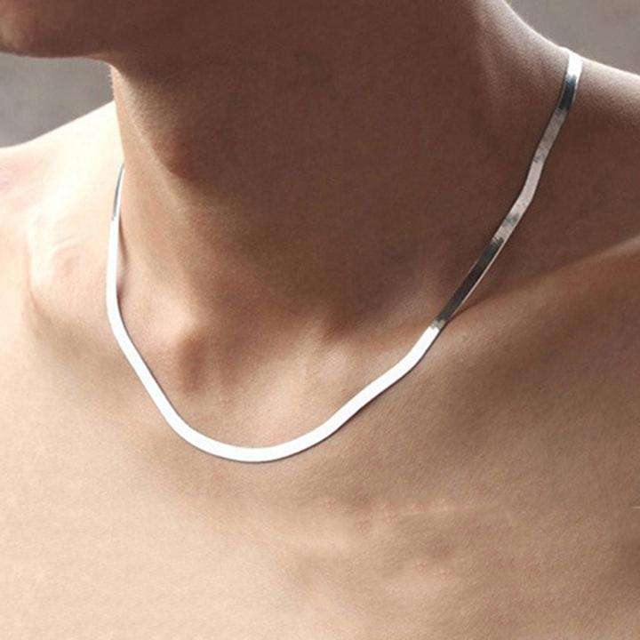 Dây chuyền Nam  bản dẹt sợi mềm  Tian  sáng chói lóa không gỉ NL20