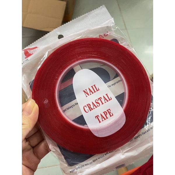 Băng keo đỏ nail cuộn keo đỏ 2 mặt dán mẫu móng tạo fan mi dùng trong nailbox