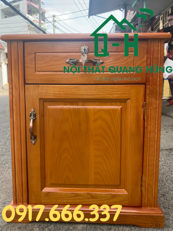 Tủ đầu giường gỗ sồi nguyên khối cao cấp