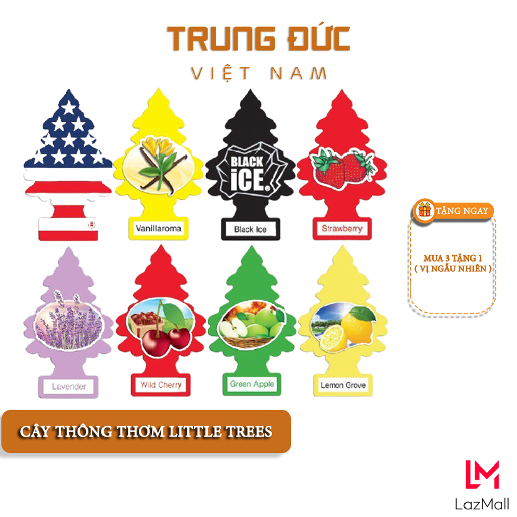 Cây thông thơm Little Trees khử mùi ô tô, phòng ngủ, tủ quần áo – Thay Thế Nước Hoa Ô Tô - TRUNG ĐỨC VN