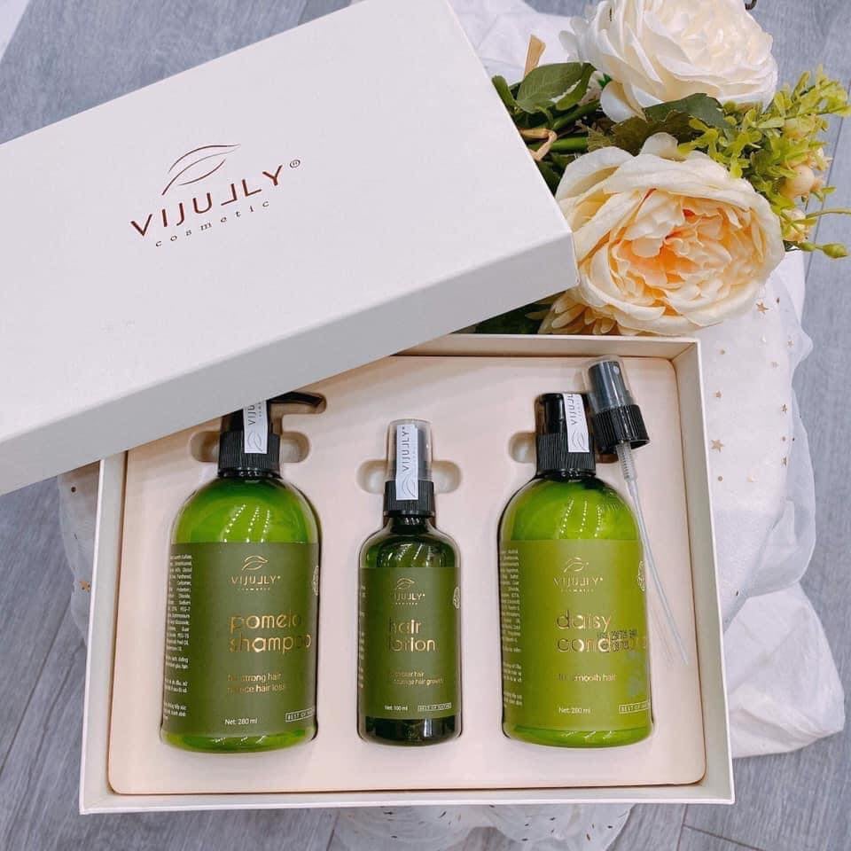 Combo Vijully 3 chai xịt gội xả giảm rụng tóc kích mọc tóc