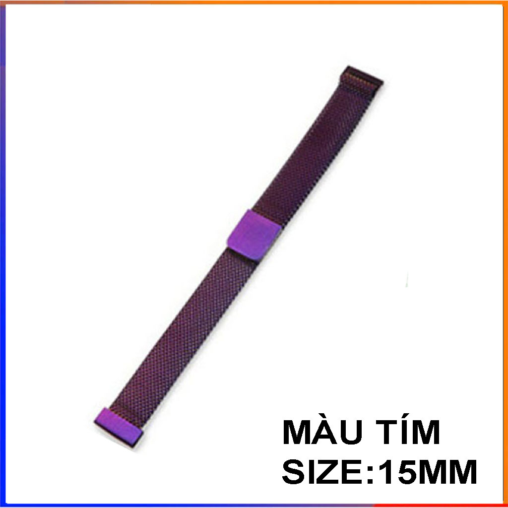 Dây đồng hồ bằng thép lưới nam châm cỡ 15mm cho đồng hồ nữ