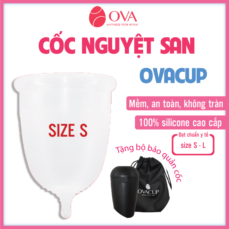 Cốc nguyệt san Ovacup nhập khẩu chính hãng Made In USA 100% Silicone y tế mềm chống tràn đạt tiêu chuẩn FDA Hoa Kỳ (màu trắng)