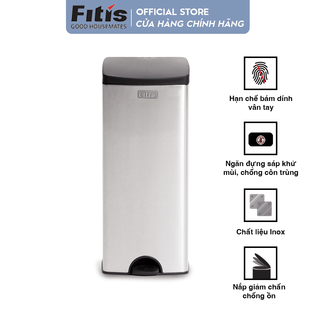 Thùng Rác Fitis Premium - Vuông Đạp Cao (22L)