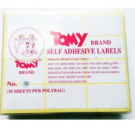 Nhãn decal Tomy 103 (36x62mm)
