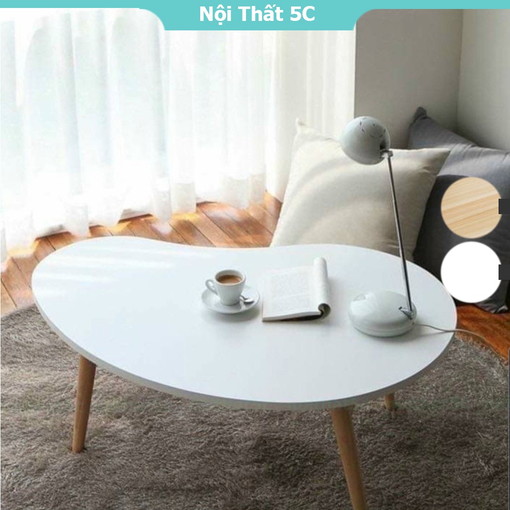 Bàn trà hạt đậu chân gỗ tự nhiên bọc simili thiết kế hình đơn giản, hiện đại phù hợp với mọi không gian, bàn trà sofa, bàn uống nước mặt gỗ MDF dày 1,5cm dễ dàng vệ sinh