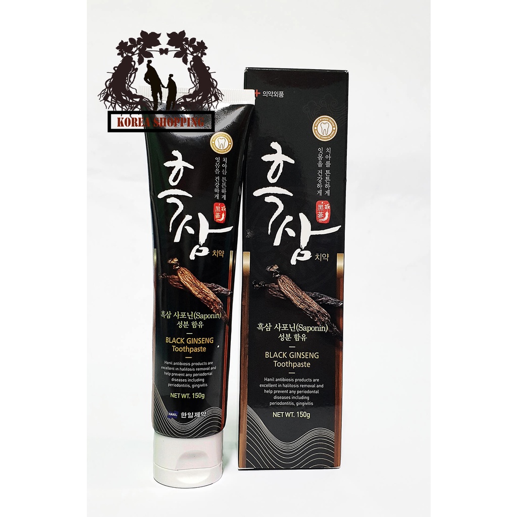 [Combo 2  hôp] kem đánh răng Hàn Quốc Hắc Sâm Hanil Black Ginseng Toothpaste 150g