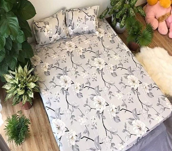 Set 3 Món Ga Gối Poly Hoa Lá Bạc