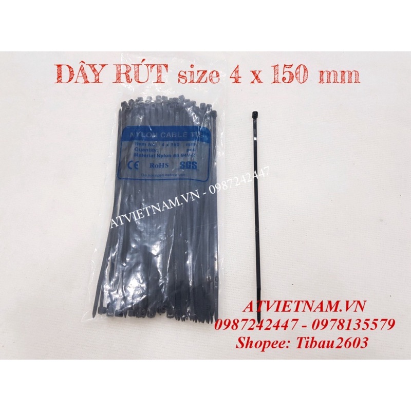 Dây rút màu đen 4x150mm ( 1 bịch)