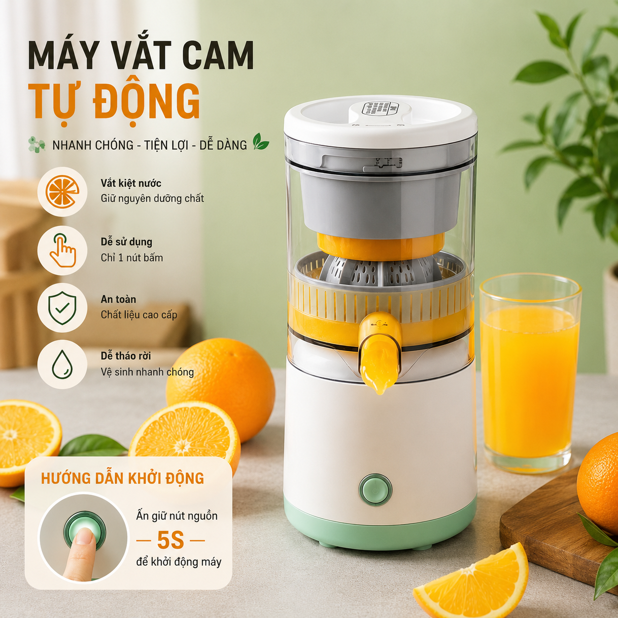 Automatic Orange Juicer with Convenient USB Charging, Portable Mini Fruit Juicer, Cordless Orange Juicer