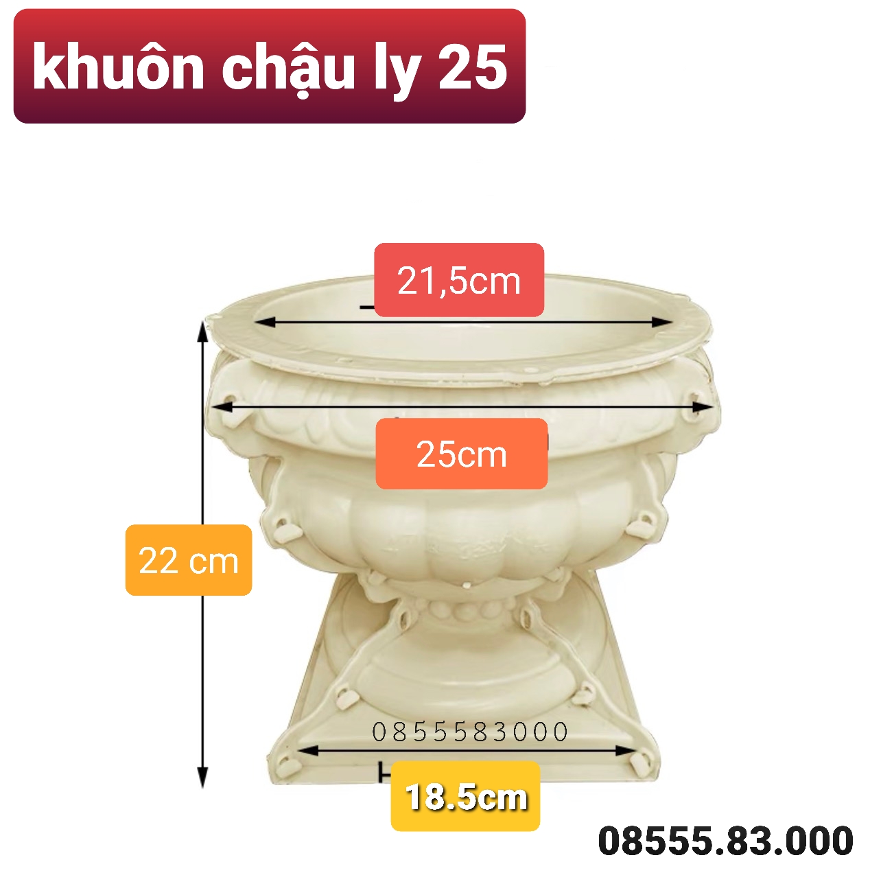 Khuôn đúc chậu cảnh ly 25 (khuôn chậu ABS có lòng trong)