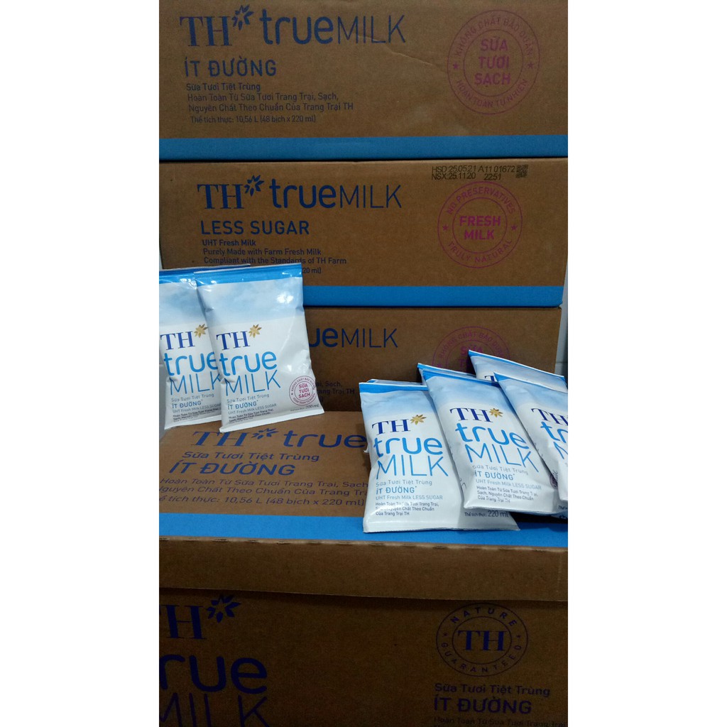 Sữa TH truemilk 48 bịch có đường/ít đường/không đường