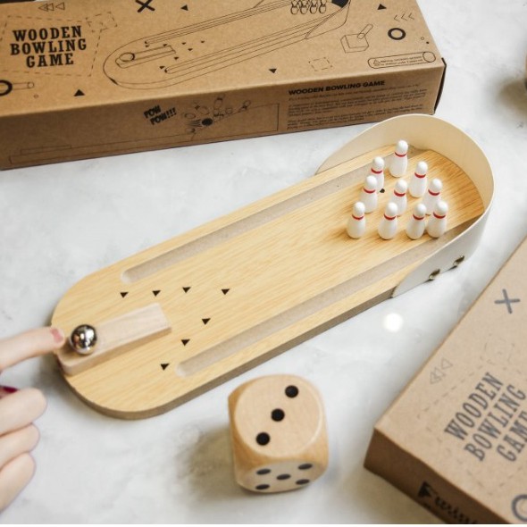 Bộ đồ chơi bo ing kệ bowling gỗ mini cho bé SJV