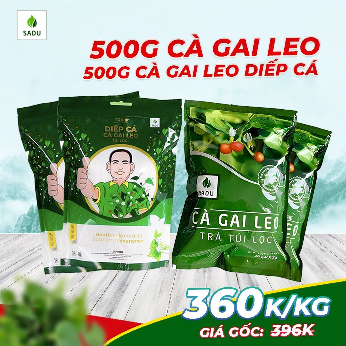 [ComboKM-500g cà gai leo diếp cá + 500g cà gai leo nguyên chất]-SADU- Giải nhiệt, thanh lọc,mát gan