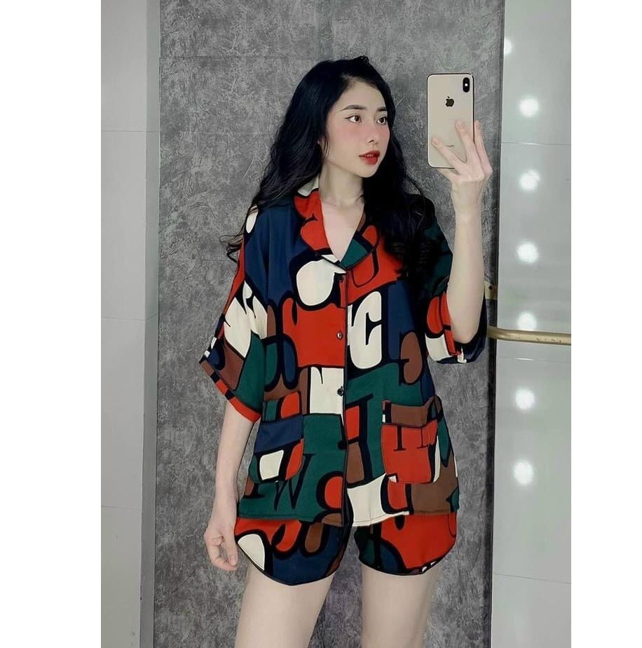 Set bộ pijama nữ set bộ pijama siêu hot họa tiết lập thể w24