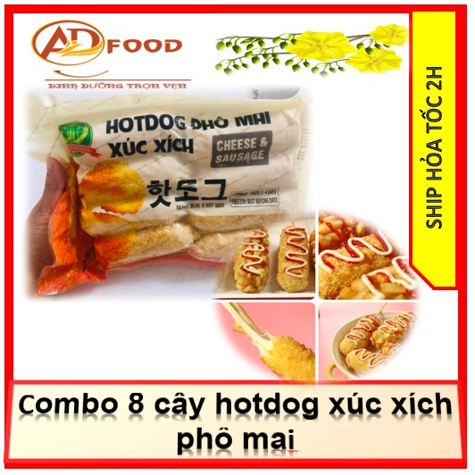 combo 8 cây hotdog xúc xích phô mai thơm ngon