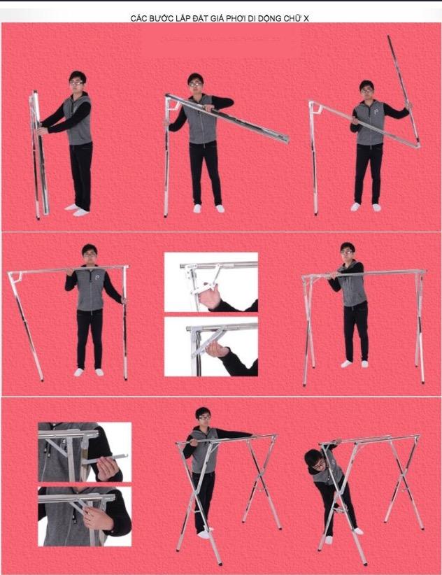Sào Phơi Đồ X gấp Lớn 1,5-2,4m INOX - Worldmart