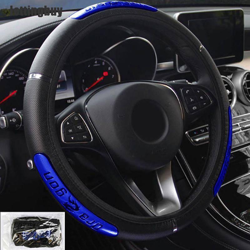 Jettingbuy 38cm Universal Dragon Car Steering Wheel Cover Reflective Pu Leather Business Blue