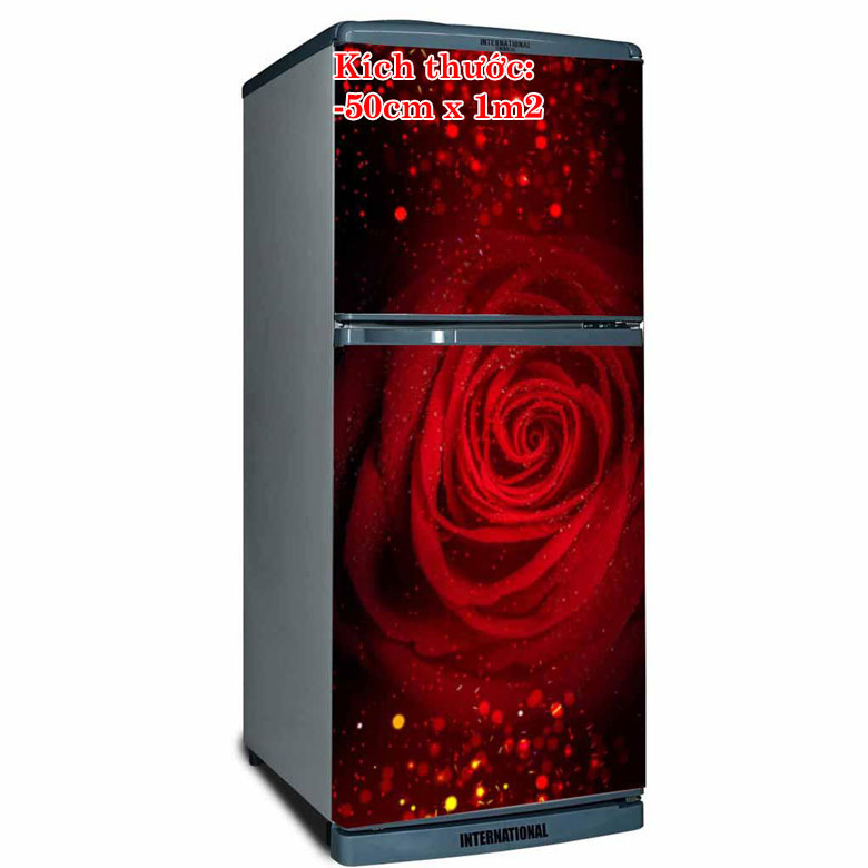 [HCM]Decal dán trang trí tủ lạnh mẫu hoa hồng đỏ đậm
