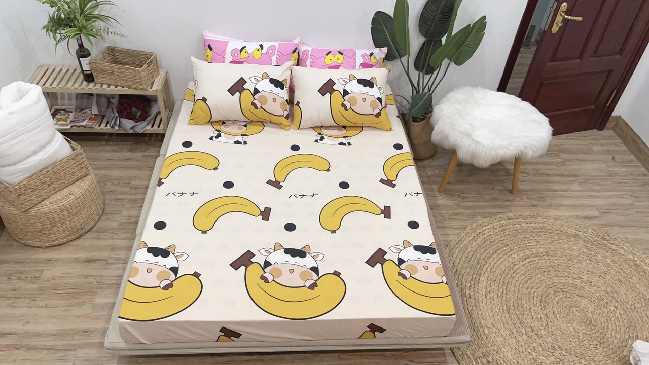 Set Ga Gối Mẫu Bò Sữa Chuối Mã P53