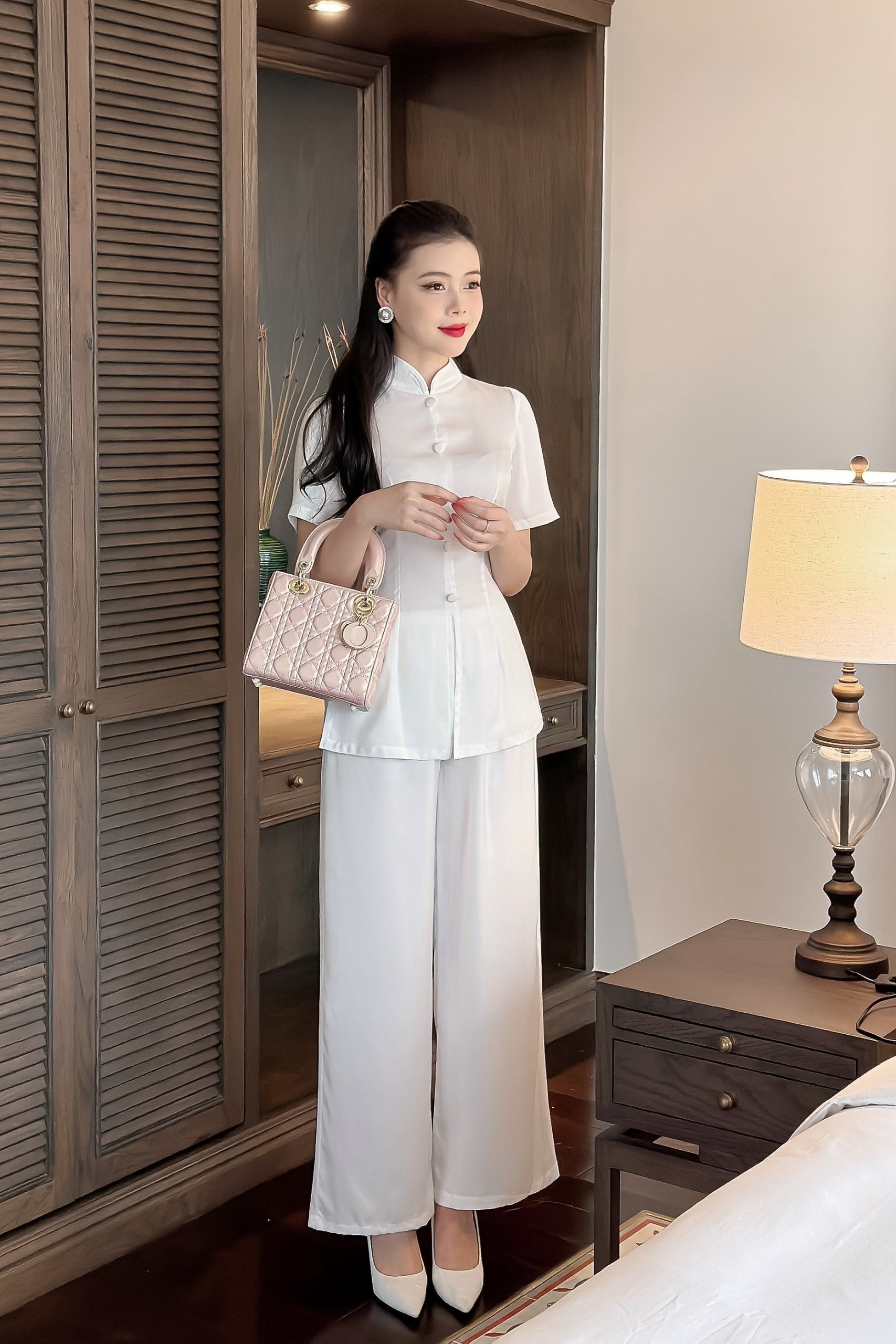 Đồ bộ đi lễ chùa set pháp phục nữ chất liệu lụa cao cấp - Pháp phục Mộc Lâm - PP19