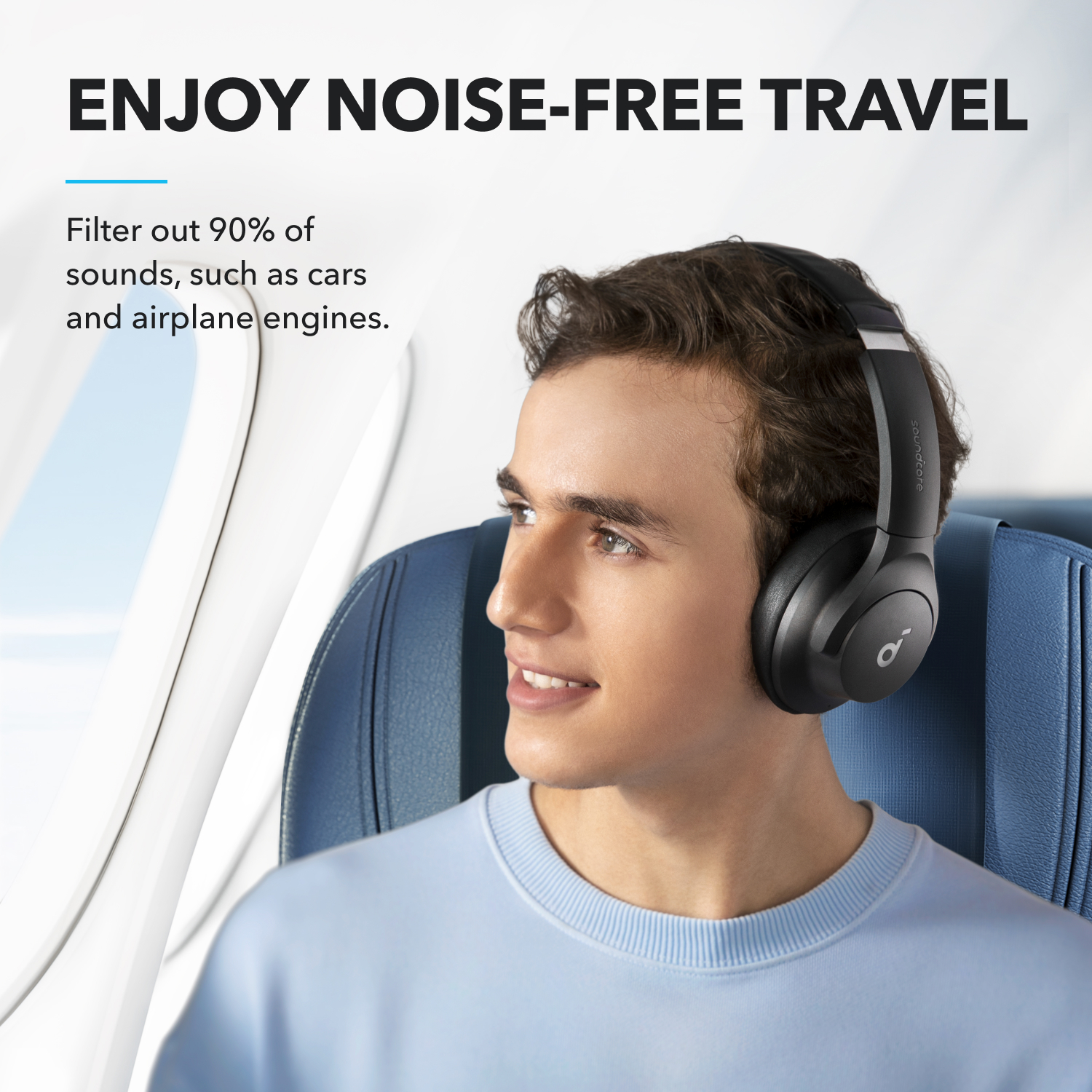 Soundcore by Anker Q20i Hybrid ANC Headphones, Wireless Over-Ear Bluetooth, 40H Long ANC Playtime, Hi-Res Audio, Big Bass, Customize via an App, Transparency Mode, Ideal for Travel-A3004