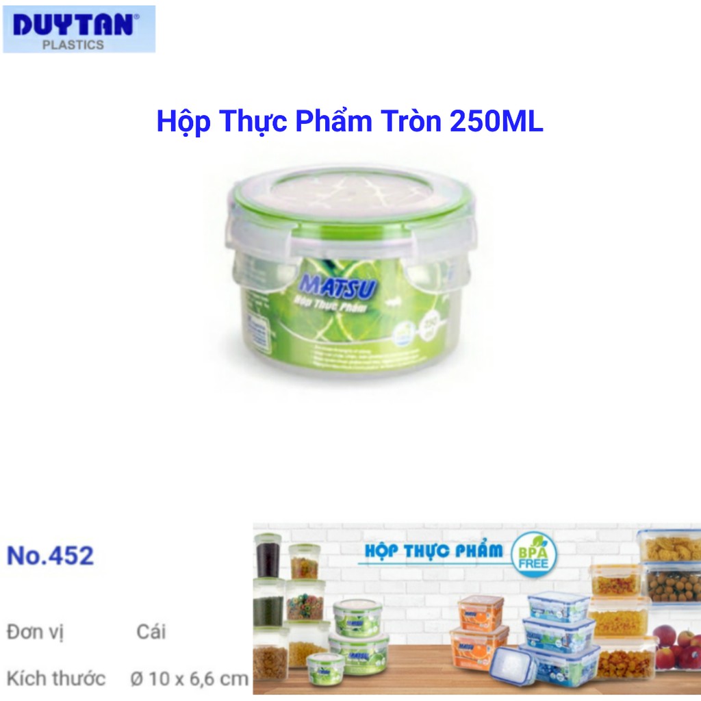 Hộp nhựa đựng thực phẩm tròn 250ml duy tân