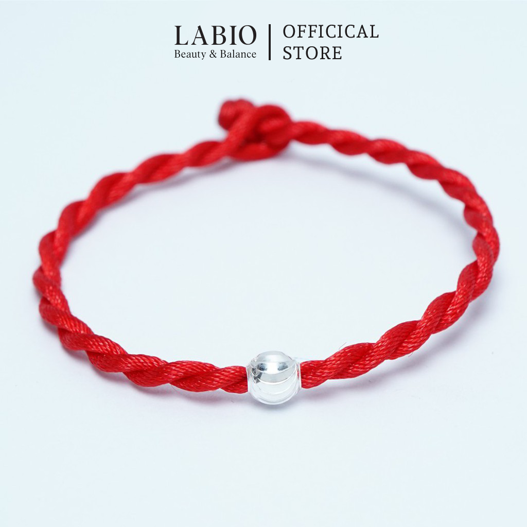 [GIF] Vòng Tay Chỉ Đỏ May Mắn Bi Bạc 925 Dây Lụa Xoắn