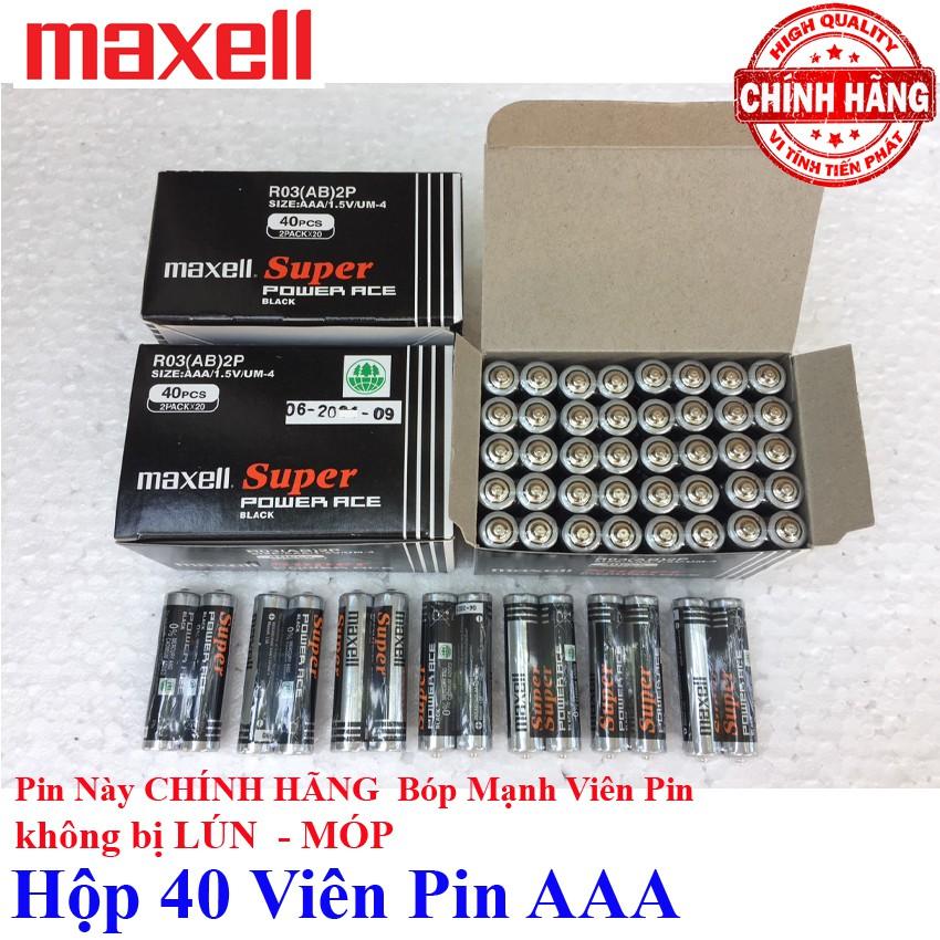 Hộp 40 Viên Pin Tiểu AAA (3A) Maxell Super 1.5V (Đen) Tiện Dụng