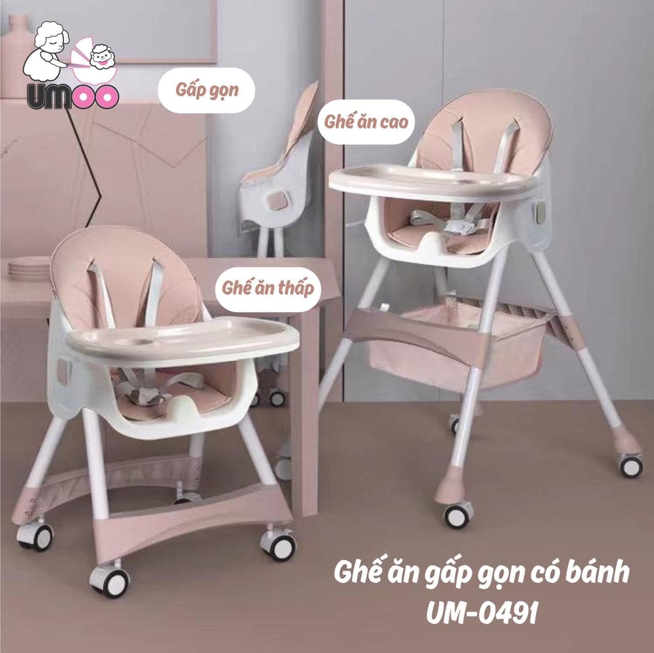 Ghế Ăn Dặm UMOO CÓ BÁNH 0491
