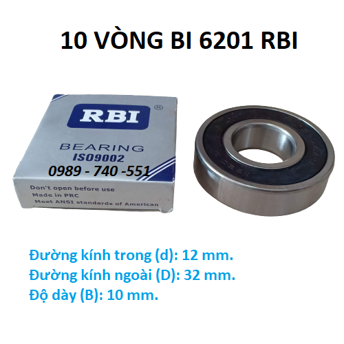10 vòng bi 6201rbi chất lượng cao