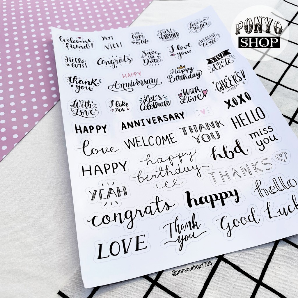 💗 Set 40 sticker 𝐁𝐞𝐬𝐭 𝐖𝐢𝐬𝐡𝐞𝐬 - Happy anniversary (cắt sẵn) trang trí sổ tay