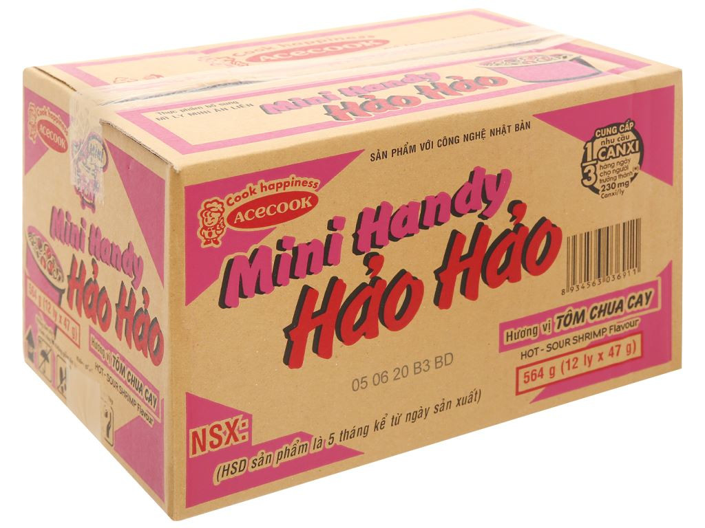 [Thùng 12 Ly] Mì Handy Hảo Hảo Tôm chua cay 47g