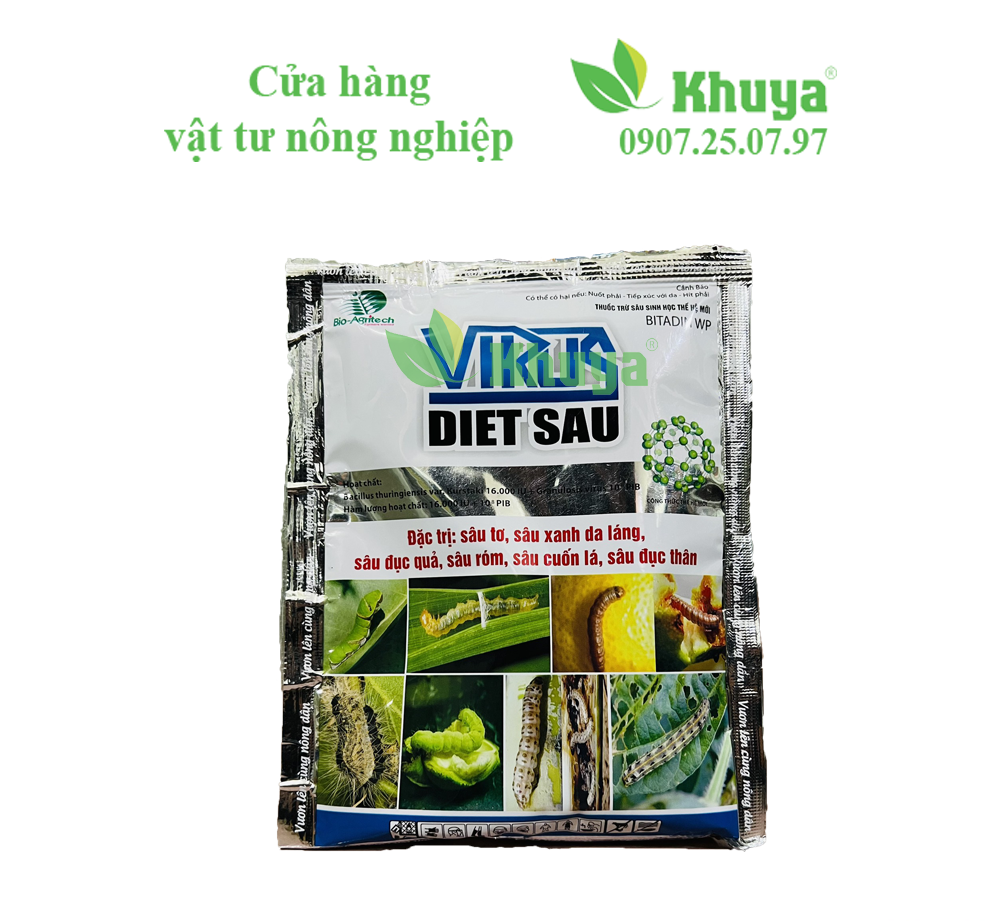 Thuốc trừ sâu sinh học Bitadin WP Virus Diệt Sâu 100gr thế hệ mới