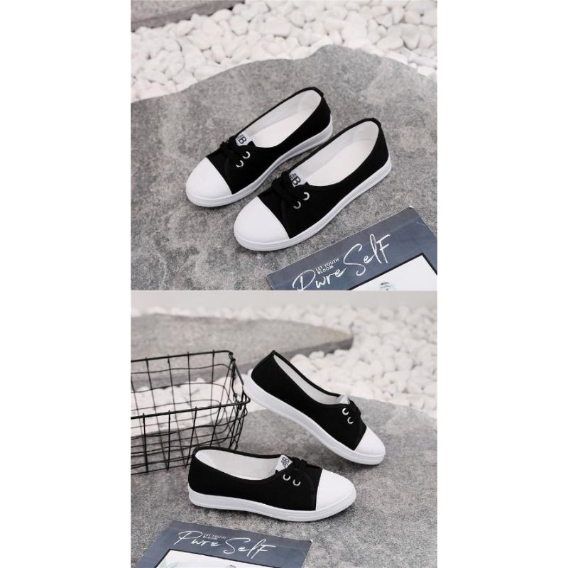 Giày lười vải cotton đế cao su 2p