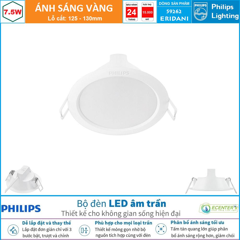 Đèn led âm trần 5w-7,5w philips downlight eridani