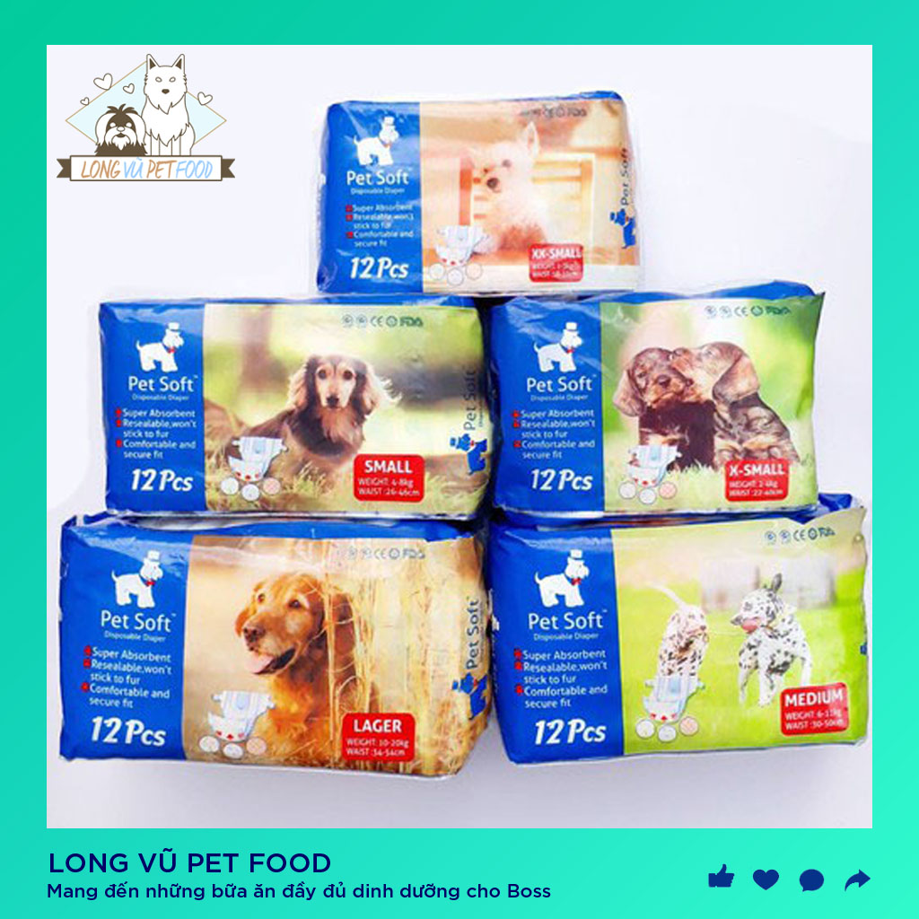 Tã bỉm chó cái Pet Soft 12pcs - Bỉm quần sinh lý cho chó cái - Long Vũ Pet Food