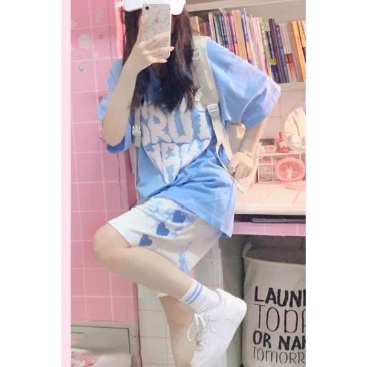 🔥Freeship🔥Set bộ áo phông chữ + quần đùi tim