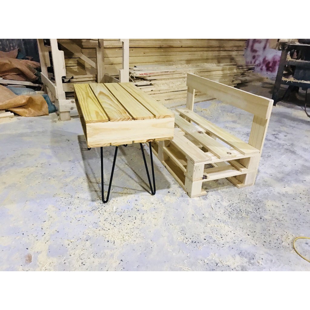 Bàn Pallet Chân Sắt, Bàn Trà Gỗ Pallet