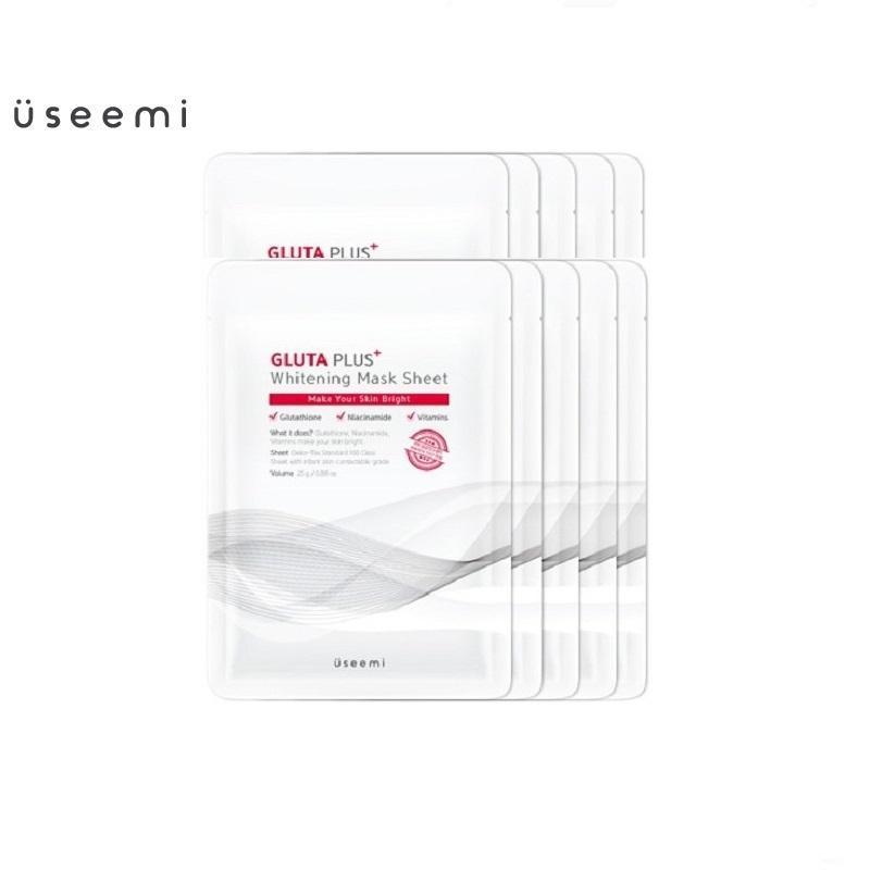 Bộ 10 mặt nạ dưỡng trắng USEEMI Gluta Plus Whitening Mask, mặt nạ giúp làm trắng da USEEMI, mặt nạ USEEMI chính hãng Hàn Quốc nhập khẩu