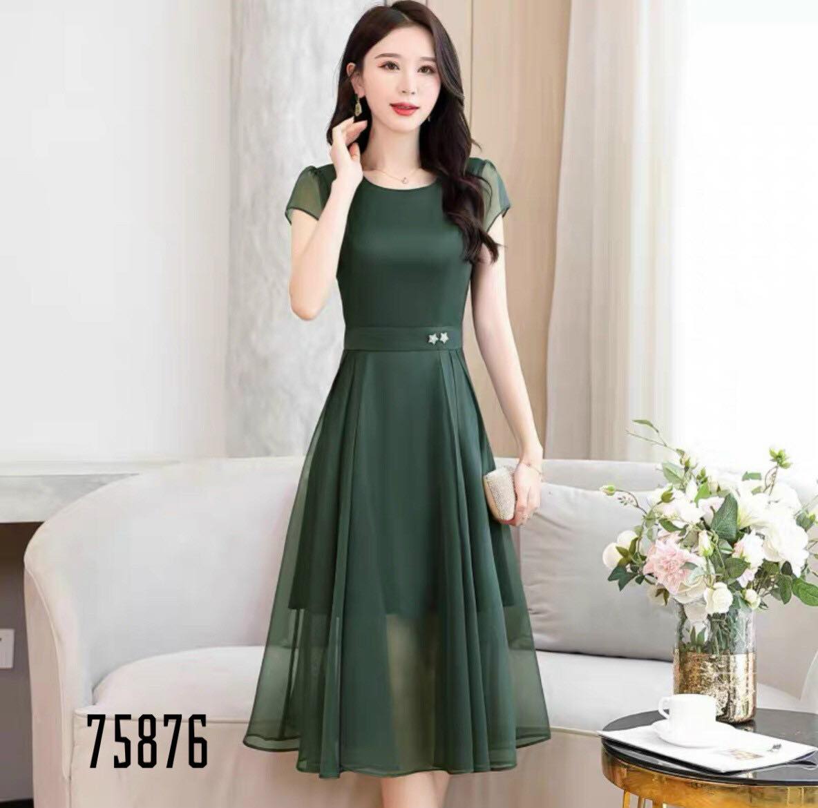 Đầm xòe voan dự tiệc duyên dáng sang trọng